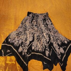 Bohemian Black and Cream Floral Skirt